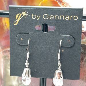 Silver Crystal Ball Drop G by Gennaro Earrings